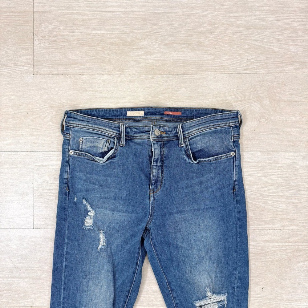 Pilcro Jeans Women 30 Blue Distressed Straight Leg Mid Rise Denim - Picture 3 of 5